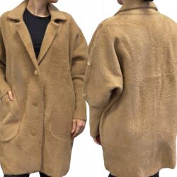 SOHO exclusive Alpakagabát Női Vízálló Divatos Gallérral Plus Size Karamell 2336