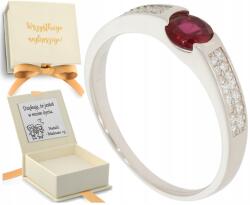  Ezüst gyűrű bordó kővel 925 20 (biżuteria na urodziny imieniny rocznicę)