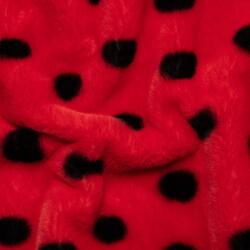  piros műszőrme rövid szőrrel, fekete pöttyökkel (648474)