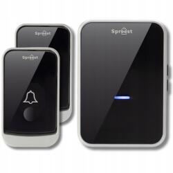 Spreest Vezeték Nélküli Kapucsengő Elemes Kapuhoz Vízálló 2 Gombos (Dzwonek bezprzewodowy 2Q193-BS 2T1R Czarny)