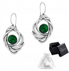 Ulex Premium Fülbevaló, 925-ös ezüst, malachittal, zöld elegancia, biglis fülbevaló (Si 0162m Kb)