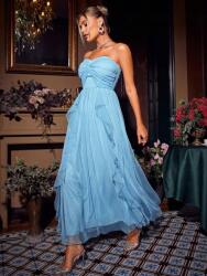 Shein HC55105 Shein Chiffon Maxi Ruha Nyitott Vállú Pöttyös (4) L