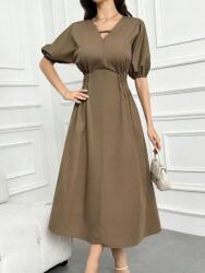 Shein IC85207 Shein Ruha MIDI Barna Fodros Derékrésszel (4) L