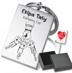  Apa Csapat kulcstartó, Acél 316L Ajándék ötlet Apának (zk010)