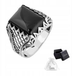 Ulex Premium Ezüst pecsétgyűrű 925-ös finomságú, látványos férfi gyűrű fekete ónixszal méret 19 (SYG-307-SZ/19 srebrny sygnet z kamieniem)