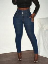 Shein Sötétkék Magas Derekú Farmernadrág (30/32) (610630)