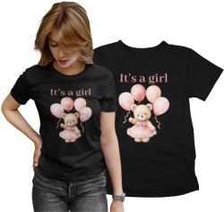 Aradena Női Póló Fehér Fekete Kismama Party T-shirt Női Fazon Ajándék XL (134 XL It's a Girl)