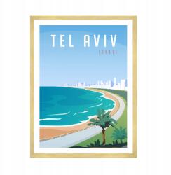  Tel Aviv, Izrael, Ázsia városplakát 50x70 cm arany keret (MP1-0200_50X70,045)