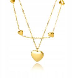 silvermark925 Aranyozott dupla szív nyaklánc, 316L sebészeti acélból (NASZYJNIK DLA ŻONY, DZIEWCZYNY, KOBIETY)