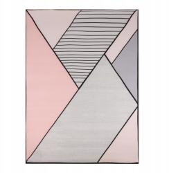 Dywany Łuszczów Szőnyeg 120x170 Rózsaszín Szürke Nappali Szoba Geometrikus Csúszásgátló Rózsaszín (D087)