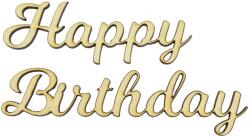  Happy Birthday felirat fából, 3 cm (32074)