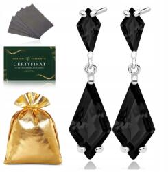 Golden Celebrity Ezüst Női Lógós Fülbevaló Hosszú Fekete Kristályokkal 925 Ajándék