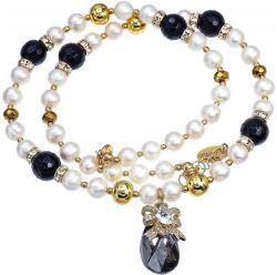 Arande Gyöngyök Onix Hematit Kristályok Gyönyörű Aranyozott Ezüst Nyaklánc (702629)