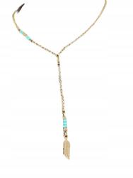  Nyári nyaklánc tollal, gyöngyökkel és lánccal