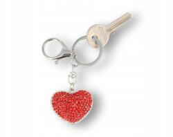  Ezüst kulcstartó szív alakú medállal és piros cirkónia kövekkel (stopcopymyoffersking)