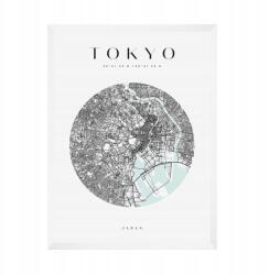  Tokió várostérkép plakát, Japán, Ázsia, Tokió, kör alakú, 21x29, 7 cm fehér keret (MP1-0031_21X29,7,063)