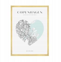  Koppenhága várostérkép plakát szívvel 50x70 cm arany keret (MP1-0086_50X70,045)