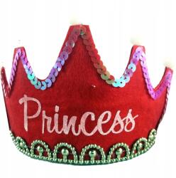  „Princess parti fejpánt, korona, színek: rózsaszín/piros, filc flitterekkel