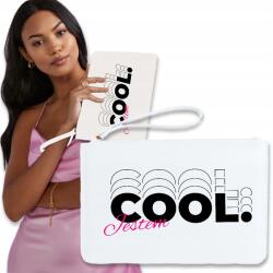  Elegáns Fehér Borítéktáska Jestem Cool Mintával (Torebka Kopertówka Damska Biała)