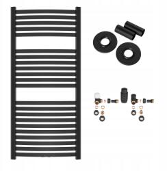 INVENA Fekete létra radiátor fürdőszobába, tartozékokkal (UG-03-12S)