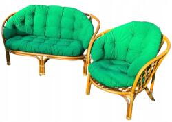  Rattan Bútorpárna Zöld Kanapé Plusz Fotel (5905529963728)