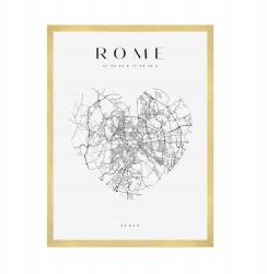  Róma várostérkép plakát, Olaszország, Európa, Italia, szív, 50x70 cm arany keret (MP1-0053_50X70,045)