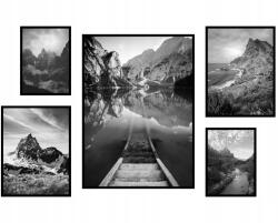 Keretes poszterek nappaliba, kilátások, 5 darabos szett 80x129 cm (czarno biały krajobraz plakaty obrazy)