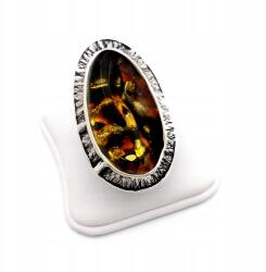 Biżuteria Front Ezüst Gyűrű Borostyánnal (6716J)