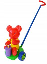 Zabawkarstwo Wiesław Suchanek Toló mackó dobbal toló játék gyerekeknek (5901448340251)