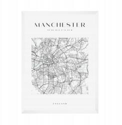  Manchester Anglia várostérkép poszter, négyzet alakú, 21x29, 7 cm fehér keret (MP1-0066_21X29,7,063)
