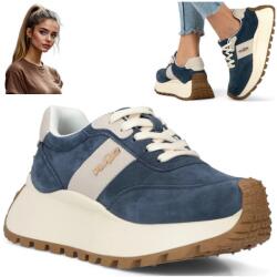 Filippo Női Bőr Sneakerek 41 Filippo Kényelmes Elegáns Félcipők Fűzött (Filippo DP6785/25 BL)