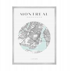  Montreal várostérkép poszter, kb. 21x29, 7 cm ezüst színű keret (MP1-0064_21X29,7,039)