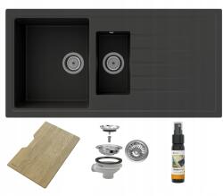 Granitan Gránit Mosogató 1, 5K Tölgy Deszka Solaris Kamrához (SOLARIS + DESKA DĘBOWA)