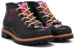  Női fekete, fűzős bokacsizma Goby egzotikus virágokkal 42 (16368)