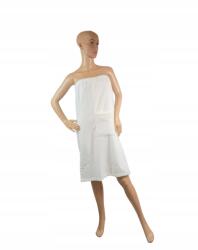  MrTowel Terry Törölköző Tépőzárral 100x150cm Zsebbel Szaunához Masszázshoz Spa-ba Fehér (Ręcznik Terry na Rzep MrTowel 100x150cm Biały)