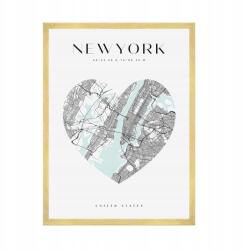  Plakát Várostérkép New York Usa Államok szíve 50X70 cm arany keret (MP1-0011_50X70,045)