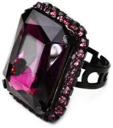 JABLONEX Nagy, lila kristályos és cirkóniás, állítható gyűrű pecsétgyűrű