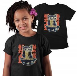 Aradena Gyerek Póló Fekete Macska Tészta Japán Cica Születésnapi Ajándék 158 (138 12 Cat Japan Noodle)