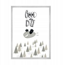  Gyerekszoba poszter "Good day" felirattal 21x29, 7 cm ezüst színű keret (MP1-0284_21X29,7,039)