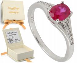  Ezüst Gyűrű Piros Kővel És Cirkóniákkal Ajándék Gravírozás 20 (biżuteria na urodziny imieniny rocznicę)