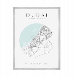  Dubaj várostérkép plakát, kb. 21x29, 7 cm ezüst színű keret (MP1-0061_21X29,7,039)