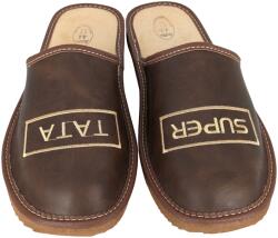 Baffiks Papucsok Babák Bőr Papucsok Apák Nappali Ajándék Szuper Apának Barna (M05-ST_brąz)