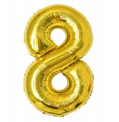  Léggömb Szám 8 Arany 100cm 1 méter 8 Születésnap 8 év Héliumos Fólia Nagy