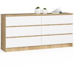 AKORD Komód K160 6DB Clp Tölgy Artisan Fehér Akd (OP0LK-160SZ6ARTBIA)