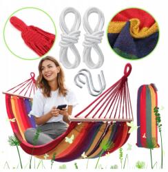 Bluegarden Függőágy 1 személyes Többszínű rúddal Erős 90cm sárga rúd (OGR-09030)