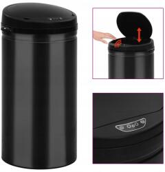 vidaXL Szemeteskosár, automata, érzékelővel, 50 L, acél, fekete (322700)