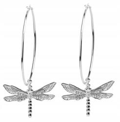 Colibra Ezüst Színű Karika Fülbevalók Szitakötőkkel, Kerek Fülbevaló Akasztóval, látványos, tartós Colibra (P15/WAŻ/01)