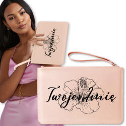  Borítéktáska Rózsaszín Virágokkal, Egyedi Névvel (Torebka Kopertówka Damska Różowa)