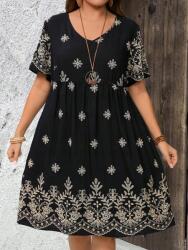 Emery Rose Fekete Ruha V Nyak Hímzés (4XL) (613052)