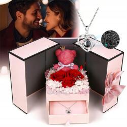  Örök rózsa Led nyaklánc Ajándék Valentin napra Maci Virágok Nők (8581704924035)